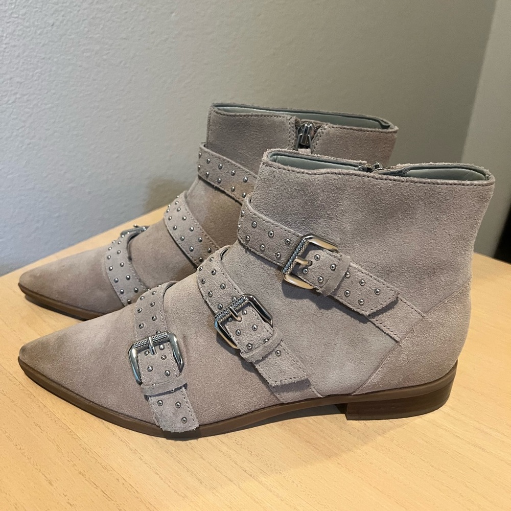 Nine West Light Gray Suede Ankle Boots